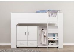 Edith White Wood Finish Mid Sleeper with Storage and Robe 1